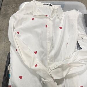 Chicwish White Heart Print Blouse